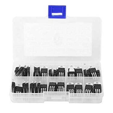 Imagem de Kit completo de transistor de potência com variedade de regulador de tensão - Conjunto de 60 transistores TO-220 e estabilizador de triodo, incluindo regulador LM317t em caixa de armazenamento