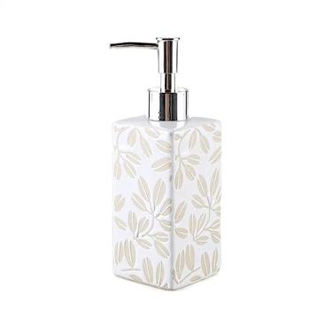 Imagem de Dispensador de sabonete líquido para cozinha, 350 ml, loção de imprensa de cerâmica, frasco para uso doméstico, hotel, vaso sanitário, garrafa de gel de chuveiro, conjunto de dispensador de sabão e