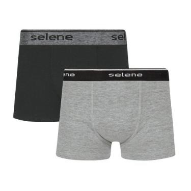 Imagem de Kit 2 Cuecas Boxer Selene Algodão Infantil, Preto, Cinza, 10