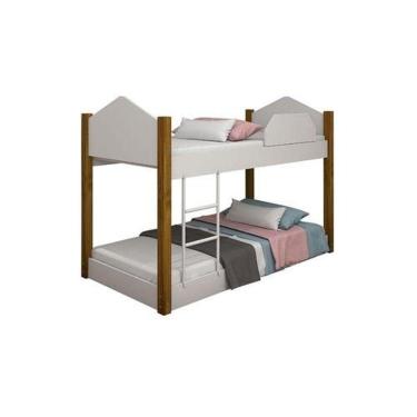 Imagem de Beliche Infantil-juvenil Luiza Branco-mel Com Pés De Madeira