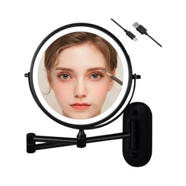 Imagem de Espelho De Maquiagem Recarregável De Parede De 8 Com Aumento De 10x E 
