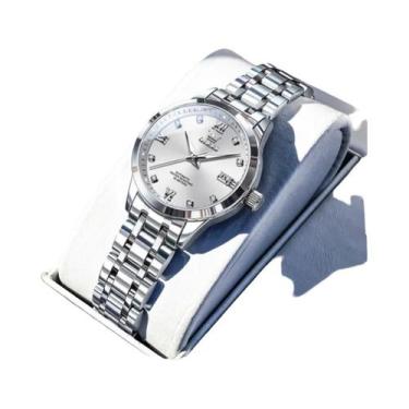 Imagem de Relógio Mecânico Automático Feminino À Prova d'Água Em Aço Inoxidável 