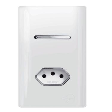Imagem de 1 Interruptor Simples + Tomada Universal 2p+t 10a Cromado com Placa 4x2 Branco 120019 Novara 1 I