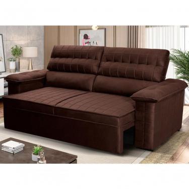 Imagem de Sofá Retrátil Reclinável 2 Lugares Com Molas 1,80m Quantum Suede Velut Marrom - King House