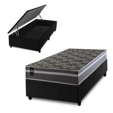 Imagem de Cama Box Baú Miami Cinza 88x188 Preto Espuma D33 King House