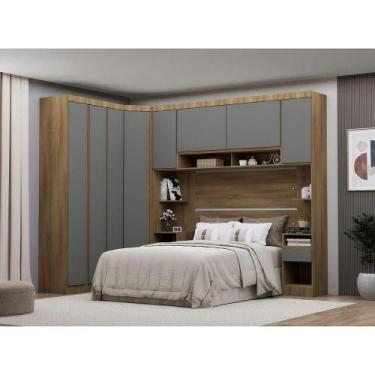 Imagem de Guarda Roupa Casal Modulado De Canto 8 Portas E 4 Gavetas Avelã Pf-cin