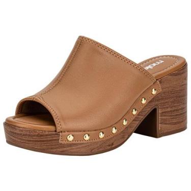 Imagem de Tamanco feminino salto grosso moleca 5549107, Camel, 37