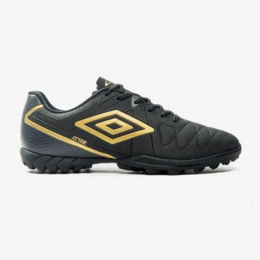 Imagem de Chuteira Society Umbro Attak Eternal, Preto, Dourado, 40