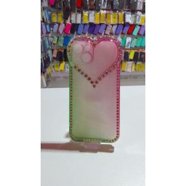 Imagem de Capa Capinha Celular IP 13 Coração com Strass - Mustang, Verde e Rosa