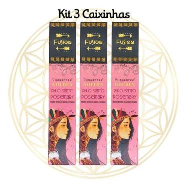 Imagem de KIT Com 3 Incensos Indiano Golden Nag Linha Fusion Varetas, 3X Palo Sa