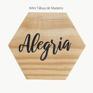 Imagem de Tábua mini hexágono com a frase "Alegria" - Seabra Home