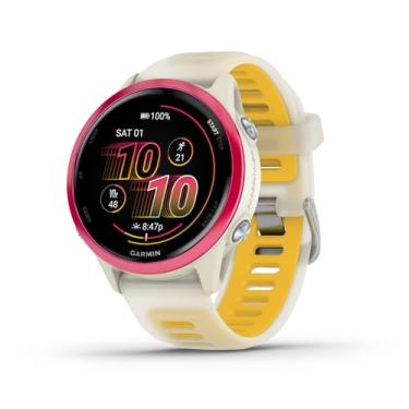 Imagem de Garmin Relógio Forerunner 570 Framboesa com Marfim 42mm com Monitor Cardíaco de Pulso e GPS