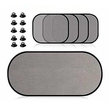 Imagem de Viseira de carro para janela de sol UV sombra protetor de tela para bebês crianças parte traseira 100*50cm 5 peças carro dobrável lateral traseira janela de veículo tela tela de malha para-sol preto 5 peças janela traseira lateral