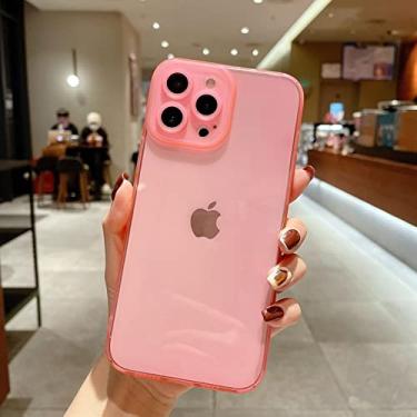 Imagem de Capa de telefone fluorescente transparente de luxo para iphone 11 12 13 pro max 11pro 13 promax 12 mini xs x xr se 2020 6s 7 8 plus capa, rosa, para iphone 7plus
