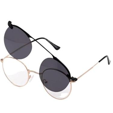 Imagem de Armação Óculos Grau E Sol Feminino Redondo 2 Em 1 Seatle - Shark Óculo