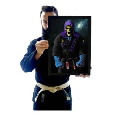 Imagem de Quadro Jiu Jitsu Caveira Faixa Preta Lutador Arte Decorção - Fanarte