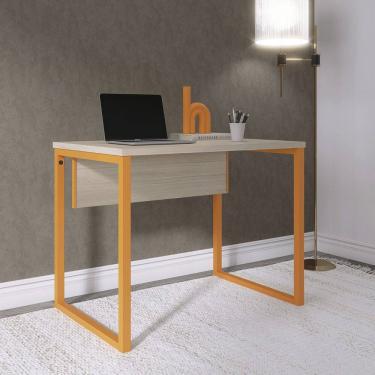 Imagem de Mesa para Escritório Industrial 90cm Pe25 Castanheira/Laranja Picasso