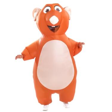 Imagem de Rysotowy Fantasia de rato inflável para adultos, fantasia divertida de Halloween, cosplay, Marrom, standard