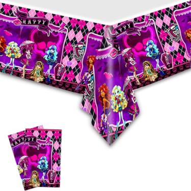 Imagem de 2Pcs Monster-High Tablecloth Disposable Tablecover Birthday Party Supplies and Decorations for Kid Boy Baby Shower Rectangle Tables 70"X42",2 Pack