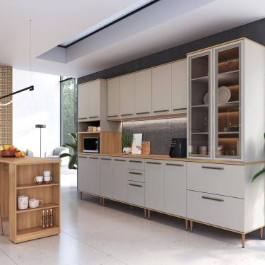 Imagem de Cozinha Modulada Completa 8 Peças com Cristaleira 16 Portas 2 Gavetas 2 Gavetões 1 Bancada Isabelle Freijó / Arenas