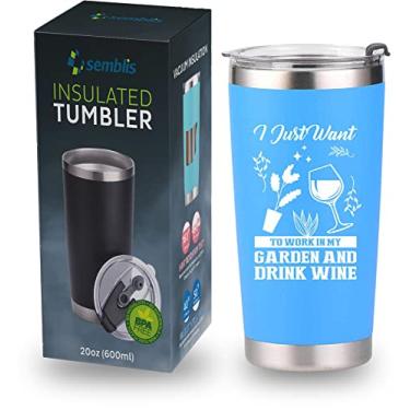 Imagem de Semblis Copo de café isolado de 590 ml - ótimos presentes de jardinagem para mulheres e homens - presentes para amantes de plantas - um presente engraçado para mãe ou pai (Vinho de jardim)