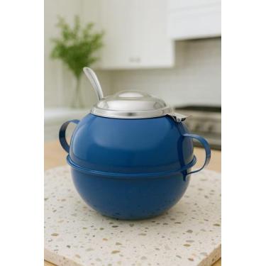 Imagem de Açucareiro Com Colher Inox Colors Azul Escuro 500gr Ravinox
