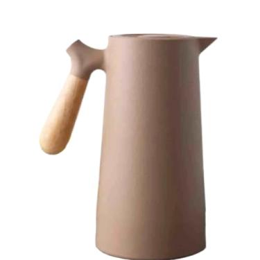 Imagem de Garrafa Térmica Nórdica 1 Litro Cabo De Madeira Café Chá Mate(Nude 1 Litro)