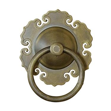 Imagem de Maçaneta de porta frontal em forma de flor europeia bronze antigo maçaneta de porta frontal retrô jardim pátio acessórios de decoração de parede (Tamanho: 6 cm de diâmetro) (15 cm de diâmetro) (6 cm