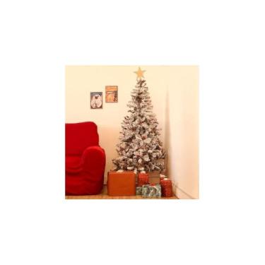 Imagem de Árvore de Natal Pinheiro Nevada, 1,80m de Altura, Verde e Branco, 611 Galhos, PVC e Metal, com Enfeites e Neve Artificial