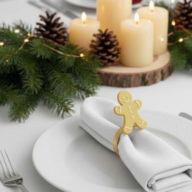 Imagem de Kit 6 Argolas Guardanapo Dourada Natal Luxo Decoração - LAURA MULTIVER