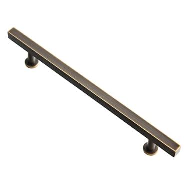 Imagem de Puxadores de porta de móveis de cobre puro, puxador de gaveta de armário de cozinha quadrado marrom, puxadores de armário de quarto de latão sólido, com parafusos, distância do orifício de 64 mm