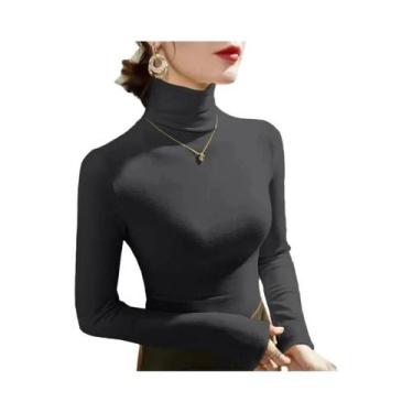 Imagem de Camiseta Feminina De Fleece Com Gola Alta E Manga Longa, Pullover Quen