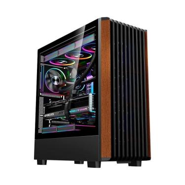 Imagem de Gabinete Gamer Liketec Pinos, E-ATX, Painel Frontal com Detalhes em Madeira, - LC-KB-PINOS-2025-1002-Unissex