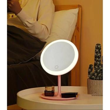 Imagem de Espelho LED Redondo para Maquiagem com USB Iluminação Ajustável e Toqu