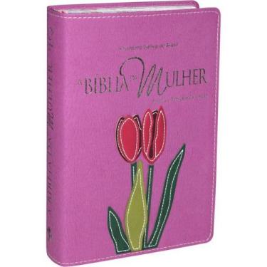 Imagem de Bíblia Da Mulher Ra Média Bordas Floridas Tulipa Relevo