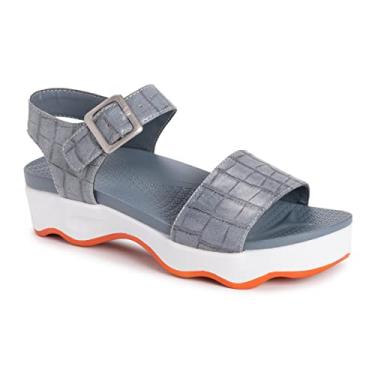 Imagem de MUK LUKS Sandálias femininas de skate, Azul empoeirado, 38