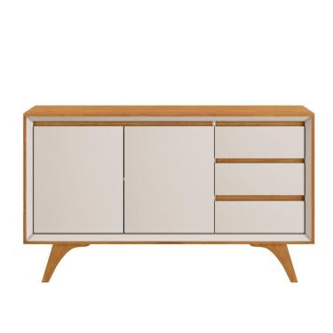 Imagem de Buffet Piazza 2 Portas Pés Madeira Maciça - Mavaular Naturalle-off White