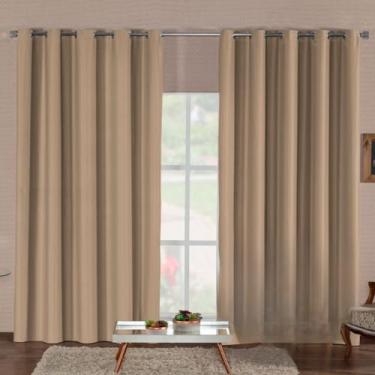 Imagem de Cortina Blackout Premium Corta Luz Total Com Isolamento Térmico E Acústico Tecido Durável Para Qualquer Ambiente(AVELÃ,4,00M x 2,80M)