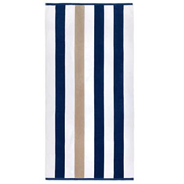 Imagem de Kaufman - Toalhas de praia listradas tonais aveludadas macias de 89 cm x 178 cm | Absorventes, de secagem rápida | Toalhas de praia grossas 100% algodão (NAV-SAN)