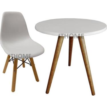 Imagem de Mesa 52cm Pe Palito 50cm Infantil + 2 Cadeira Suporte Eiffel - jthome,