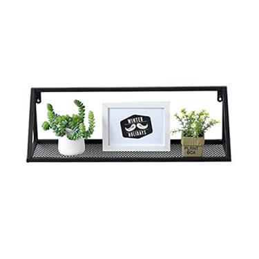 Imagem de Prateleira de parede divisória de parede de ferro estilo nórdico sala de estar quarto pano de fundo armazenamento rack de parede rack de cozinha prateleira de parede café (cor: preto)