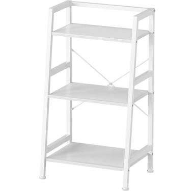 Imagem de Estante de livros de 3 camadas, prateleira de escada, prateleiras de pé, estante industrial com moldura de aço, estante pequena de metal, para sala de estar, escritório em casa, cozinha, quarto