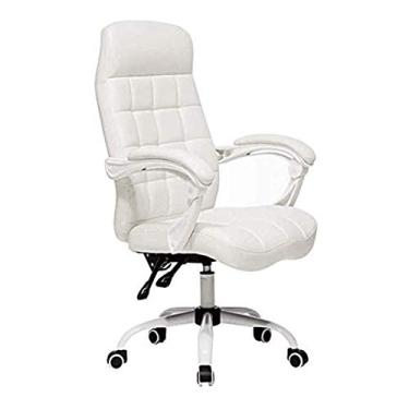 Imagem de Mesa ergonômica ajustável para escritório com apoios de braços acolchoados, couro sintético executivo giratório