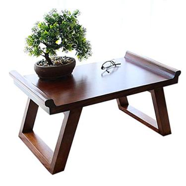 Imagem de Mesas quadradas domésticas de madeira maciça mesa de janela tatami mesa de chá quarto mesa de estudo sala de estar mini mesa de computador (cor: marrom, tamanho: 50 30 29 cm) (marrom 70 * 40 * 30 cm)
