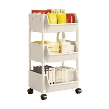 Imagem de Carrinho Organizador Móvel Com 4 Prateleiras Para Diversos Itens Com Rodinha(2 UNI,Três camadas de branco)