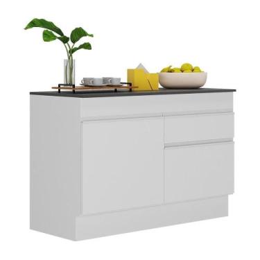 Imagem de Balcão Cozinha Gabinete Pia 120 Cm 2 Portas 1 Gaveta Branco - MULTIMOV