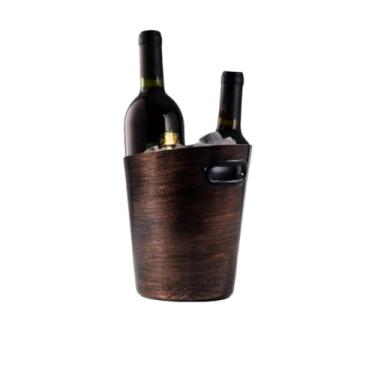 Imagem de Novo balde de gelo inclinado de aço inoxidável, balde de champanhe estilo europeu, balde de gelo bar Ktv, ornamentos decorativos de balde de cerveja doméstico (cobre vermelho liso)