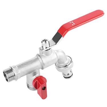 Imagem de Torneira de água de válvula dupla Torneira de válvula dupla Torneira de válvula dupla, torneira de latão de 1,27 cm Torneira de água Válvula dupla Válvulas de torneira de água de latão de 1,27 cm