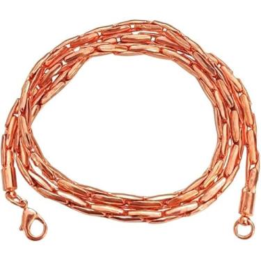 Imagem de SUNYARAN Colar de corrente de elos redondos de cobre puro para homens e mulheres, 40-66 cm de comprimento conjunto de joias de cobre sólido para presente para mulheres e homens, 22 INCH, Cobre, Sem