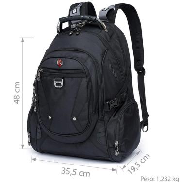 Imagem de Mochila Executiva Swissport Masculina Antifurto Notebook Cabo de Aço Saída USB Reforçada-Unissex